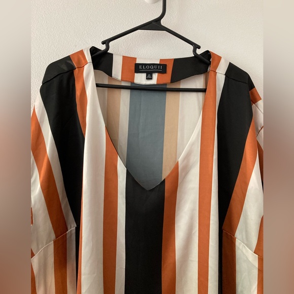 Eloquii Orange Black and White Striped Blouse, Size 24 - Picture 5 of 8